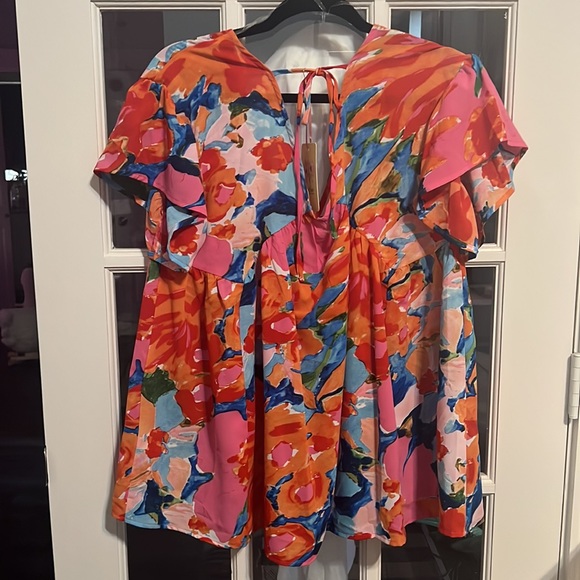 Entro, Multi-colored babydoll Blouse, Size Medium - Picture 3 of 6